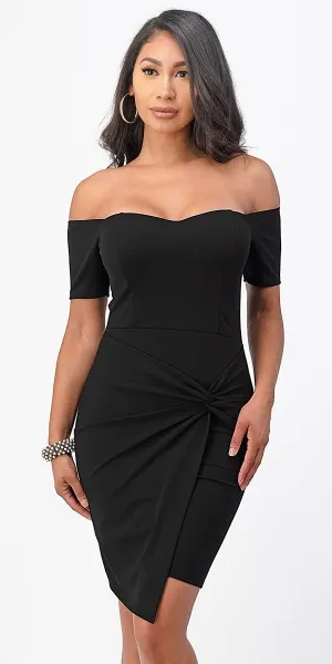 La Scala 25892 Short Body Con Cocktail Dress Off Shoulder Form Fit