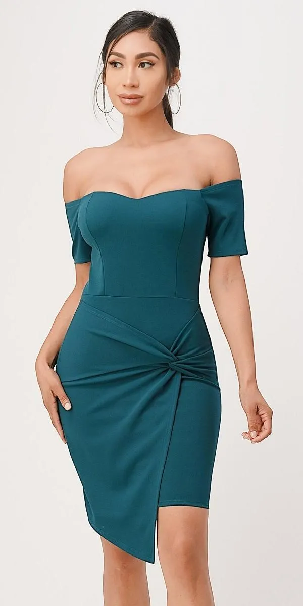 La Scala 25892 Short Body Con Cocktail Dress Off Shoulder Form Fit