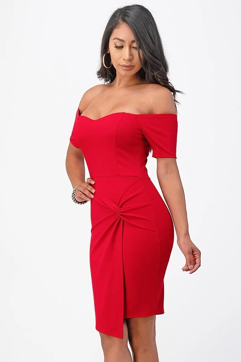 La Scala 25892 Short Body Con Cocktail Dress Off Shoulder Form Fit