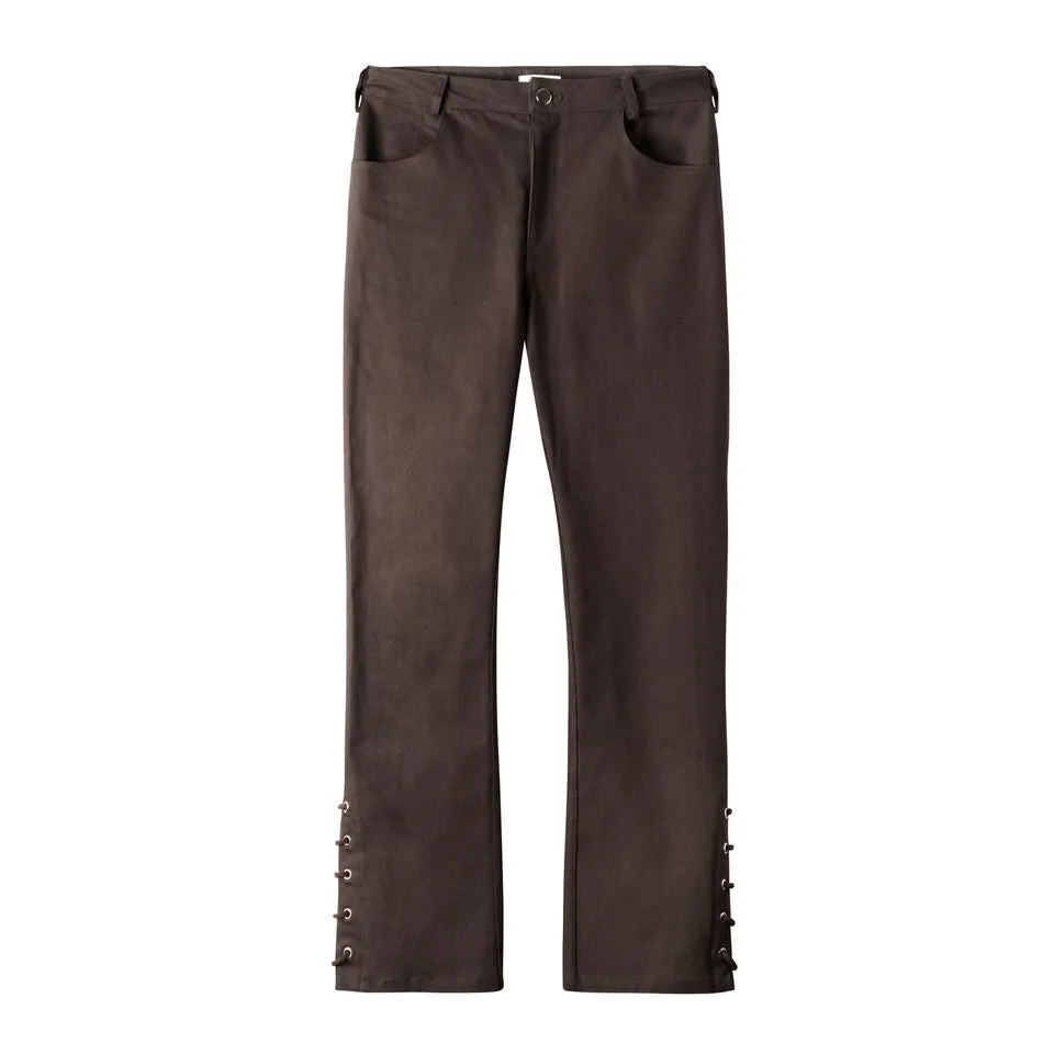 Laced Hem Pants - Umber