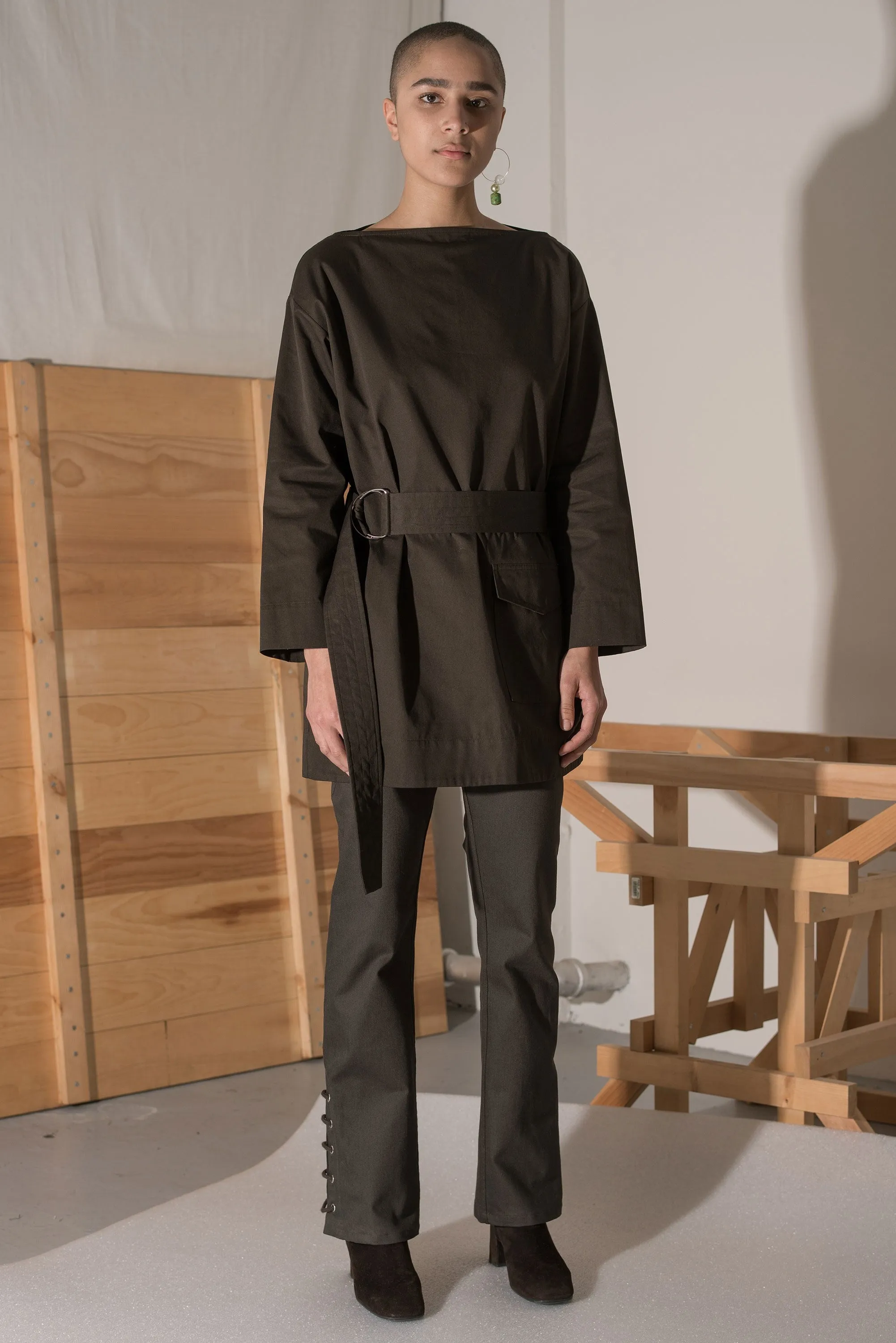 Laced Hem Pants - Umber