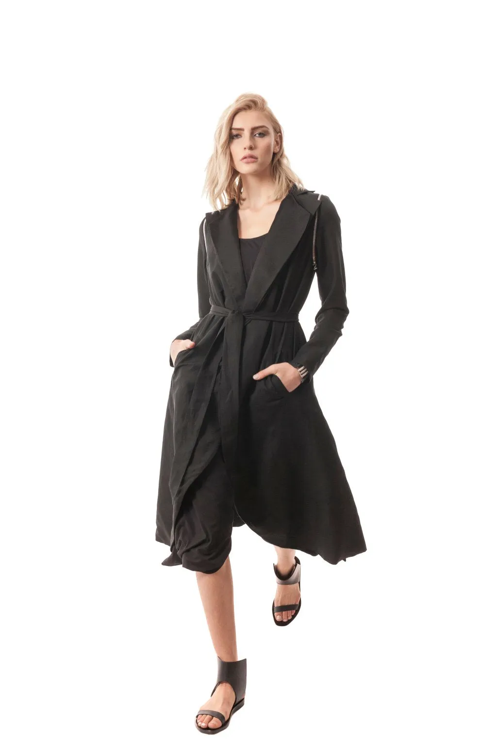 Lampedusa Long Convertible Duster Coat/Vest in Silk/Linen