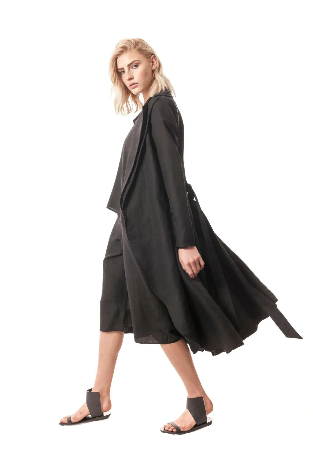 Lampedusa Long Convertible Duster Coat/Vest in Silk/Linen