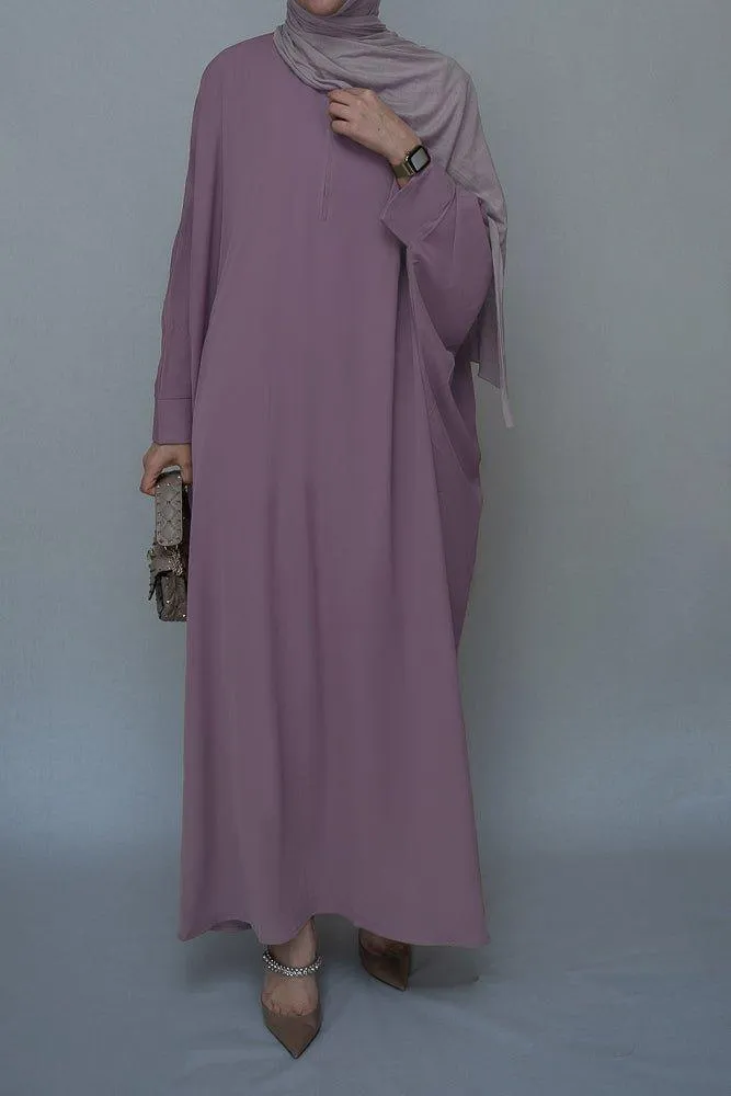 Lavender Batwing sleeve abaya for Hajj Umrah Prayer Dress For Women