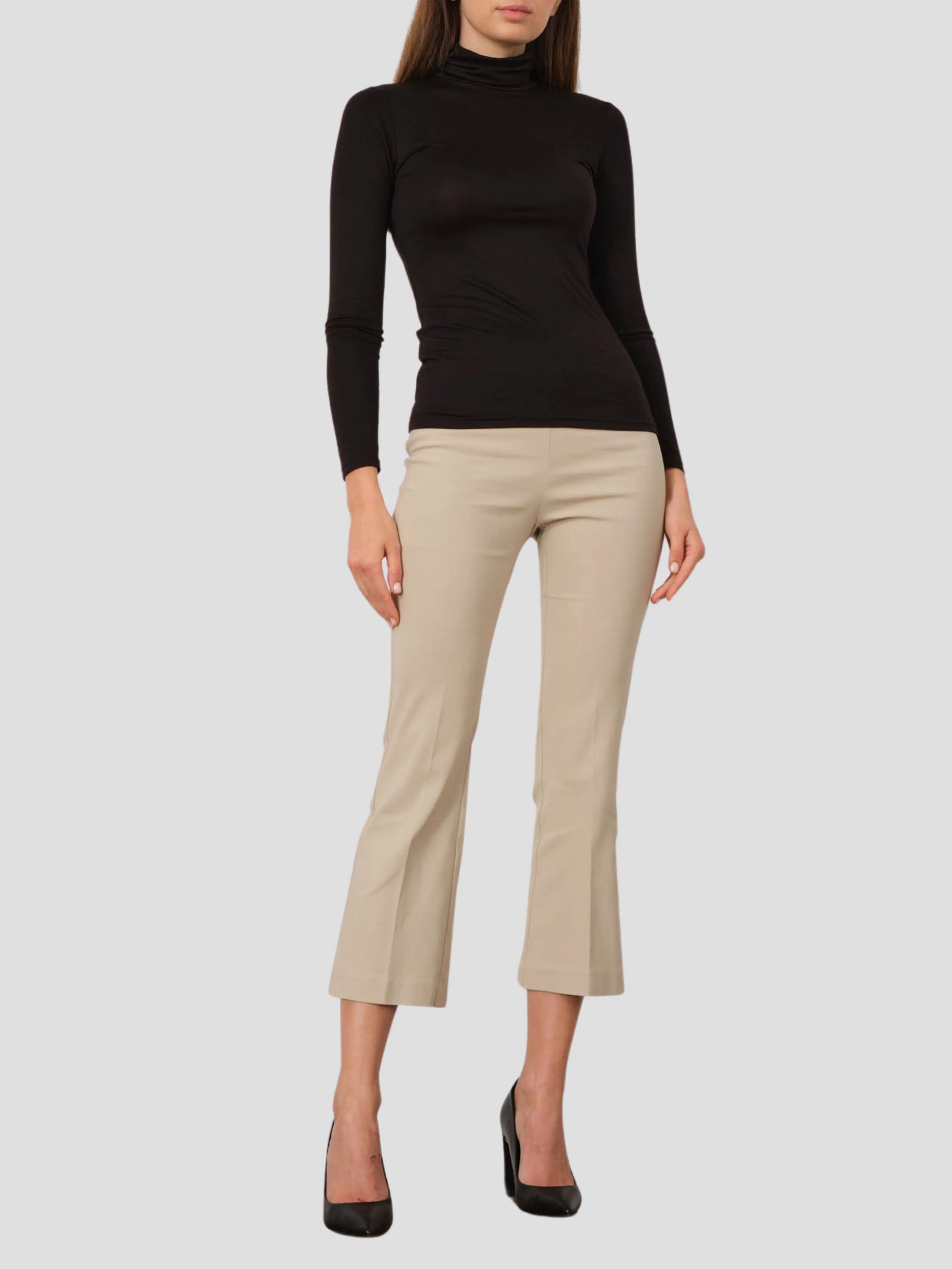 Leo Crop Flare Pant in Beige