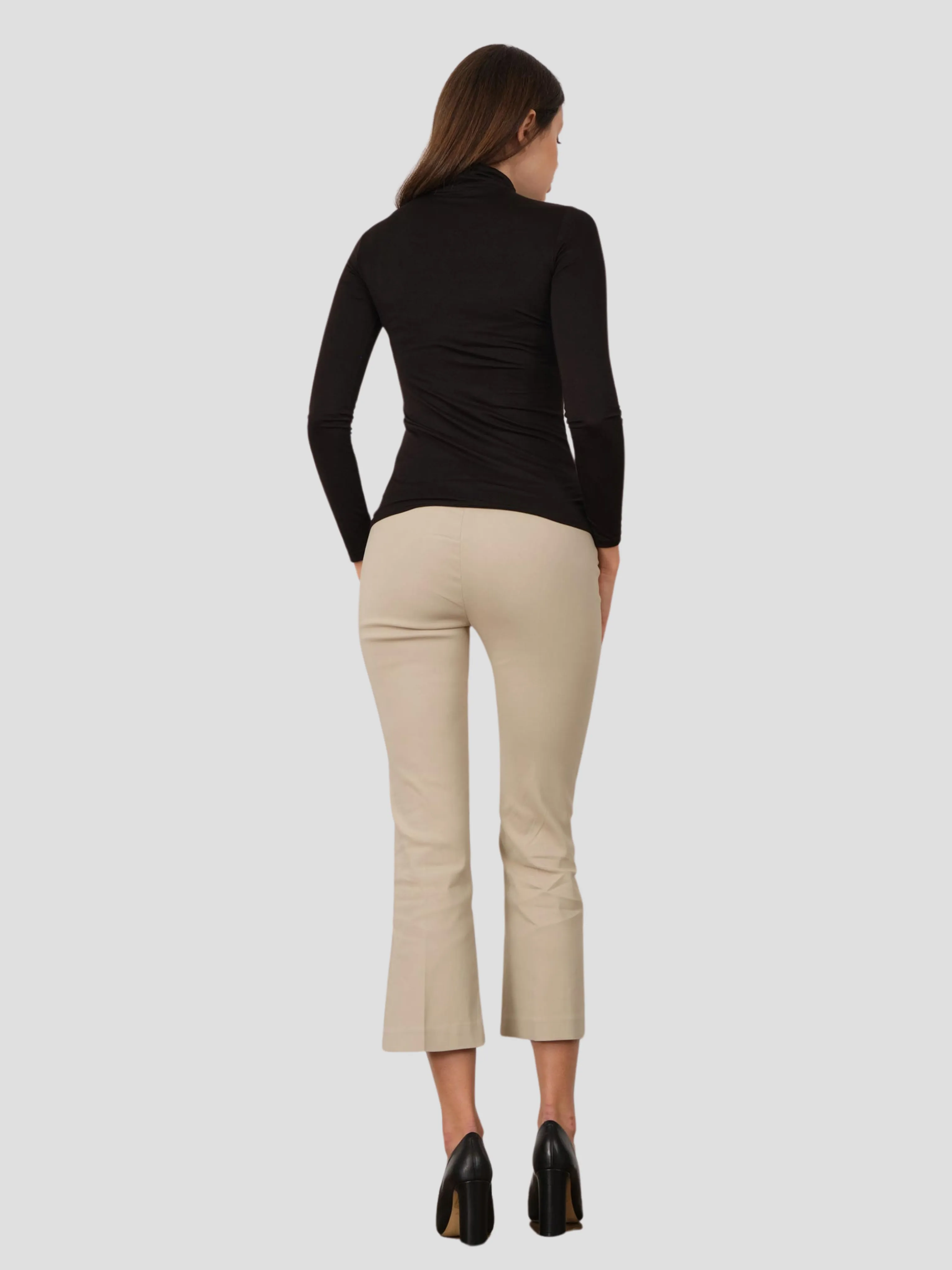 Leo Crop Flare Pant in Beige