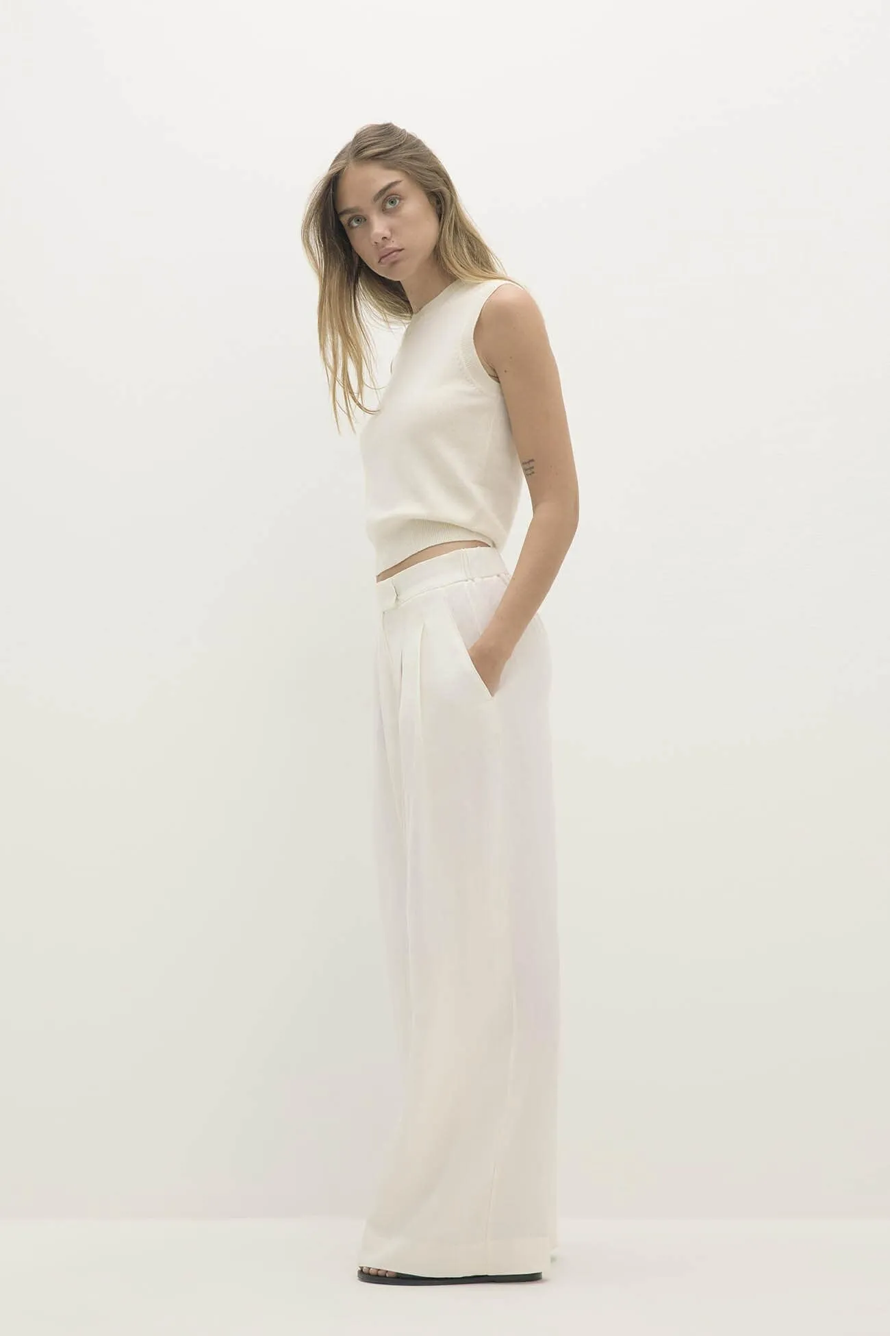 LEYNA SILK LINEN WIDE LEG PANT