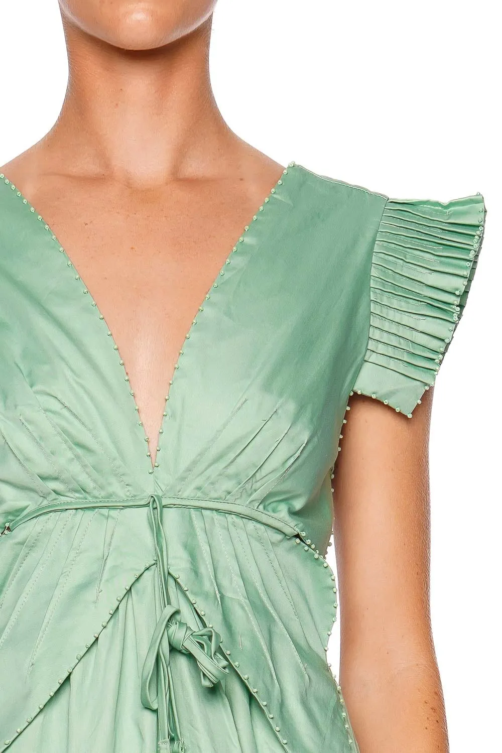 Light Green Butterfly Cut Out Midi Dress