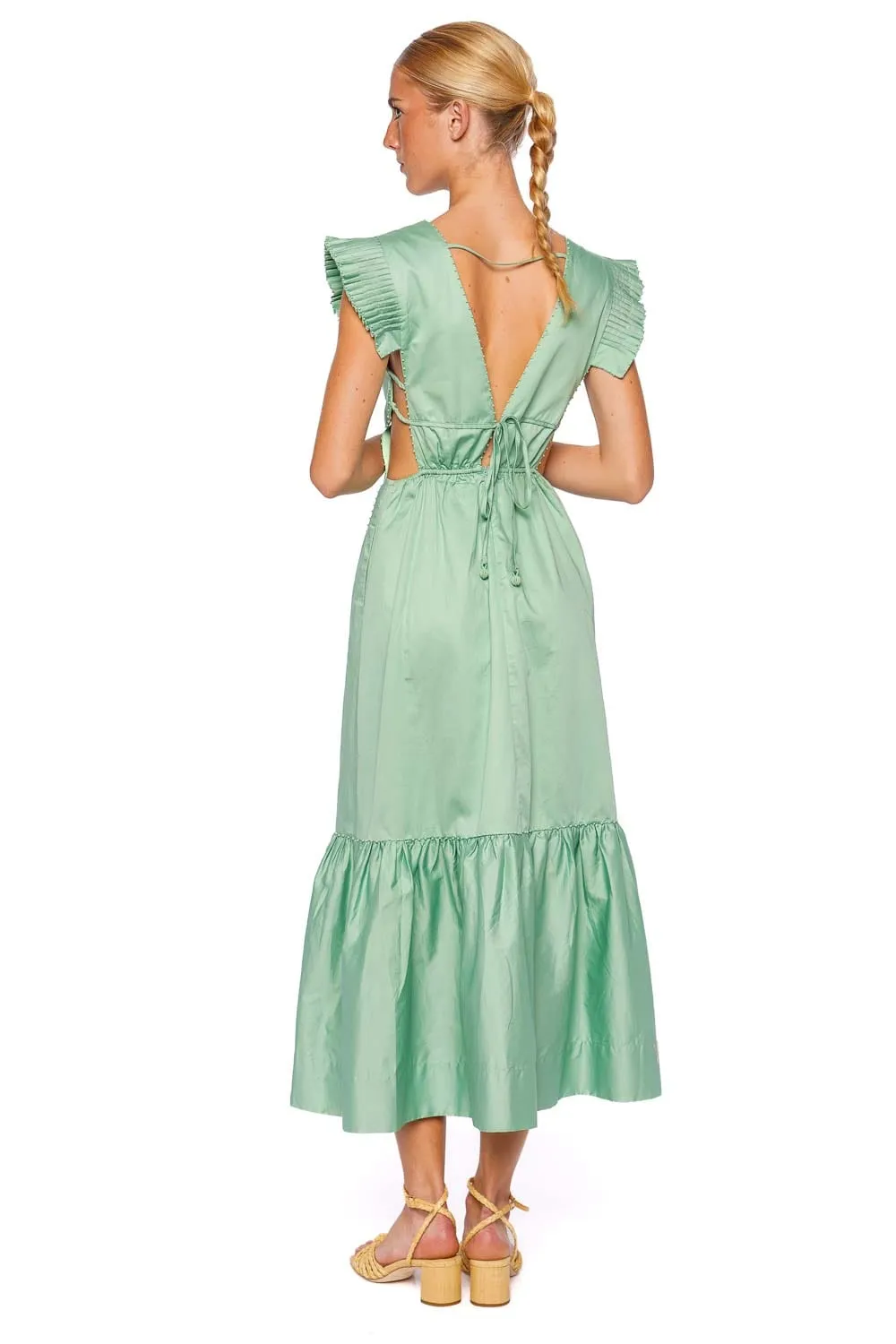 Light Green Butterfly Cut Out Midi Dress