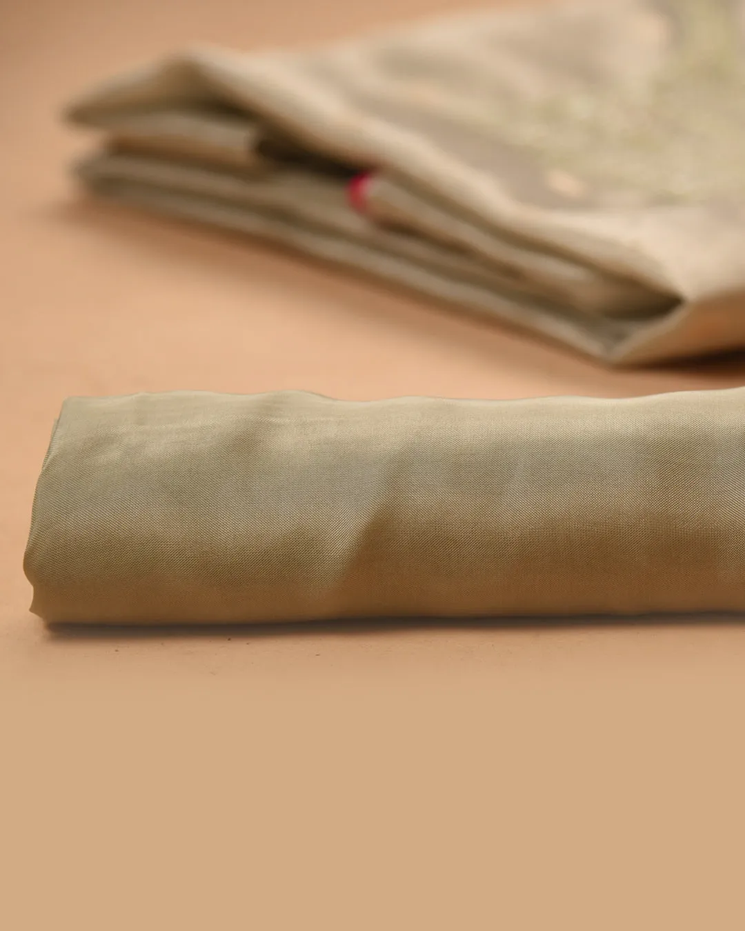 Light Green Organza Tissue Blend Woven With Embroidery Unstitched Suit Fabric Set With Crushed Organza Woven Dupatta