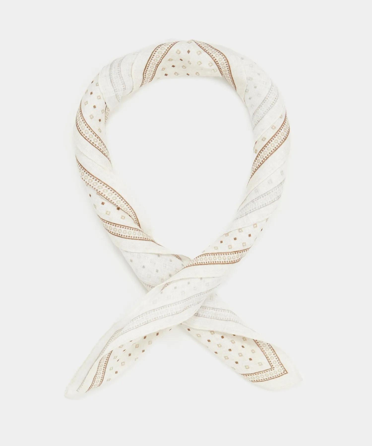 Linen Geo Neckerchief in Cream