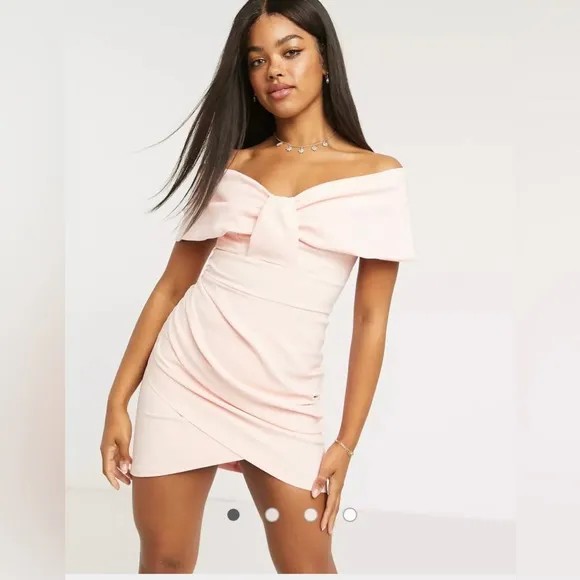 Lipsy Bow detail Bardot Pencil Dress