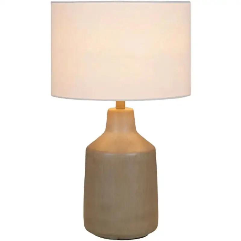 Lockwood Concrete Table Lamp with White Drum Shade