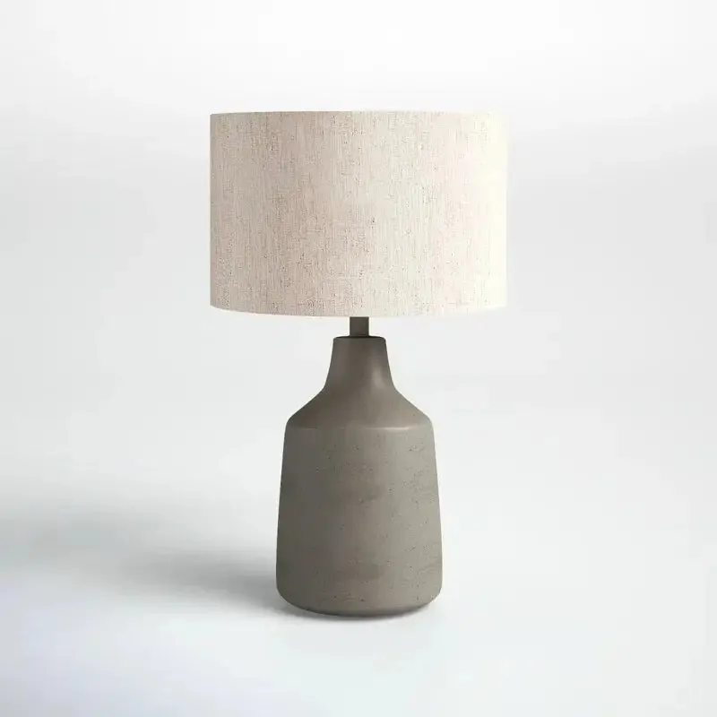 Lockwood Concrete Table Lamp with White Drum Shade