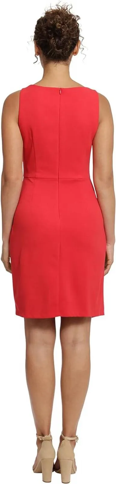 London Times Women's Petite Sleeveless V-Neck Pleated Faux Wrap Dress T6786P