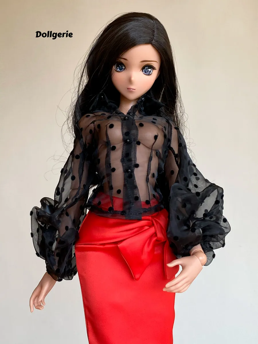 Long Puffy Sleeve Mesh Sheer Blouse for SmartDoll or DD