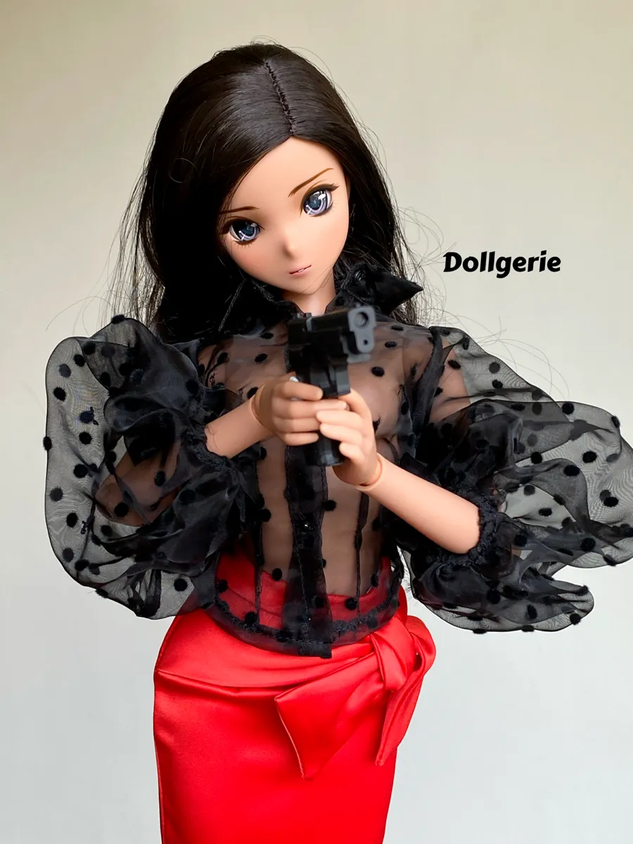 Long Puffy Sleeve Mesh Sheer Blouse for SmartDoll or DD