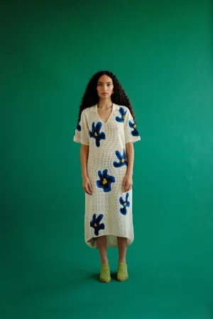 lucia dress in sapphire floral size small sample