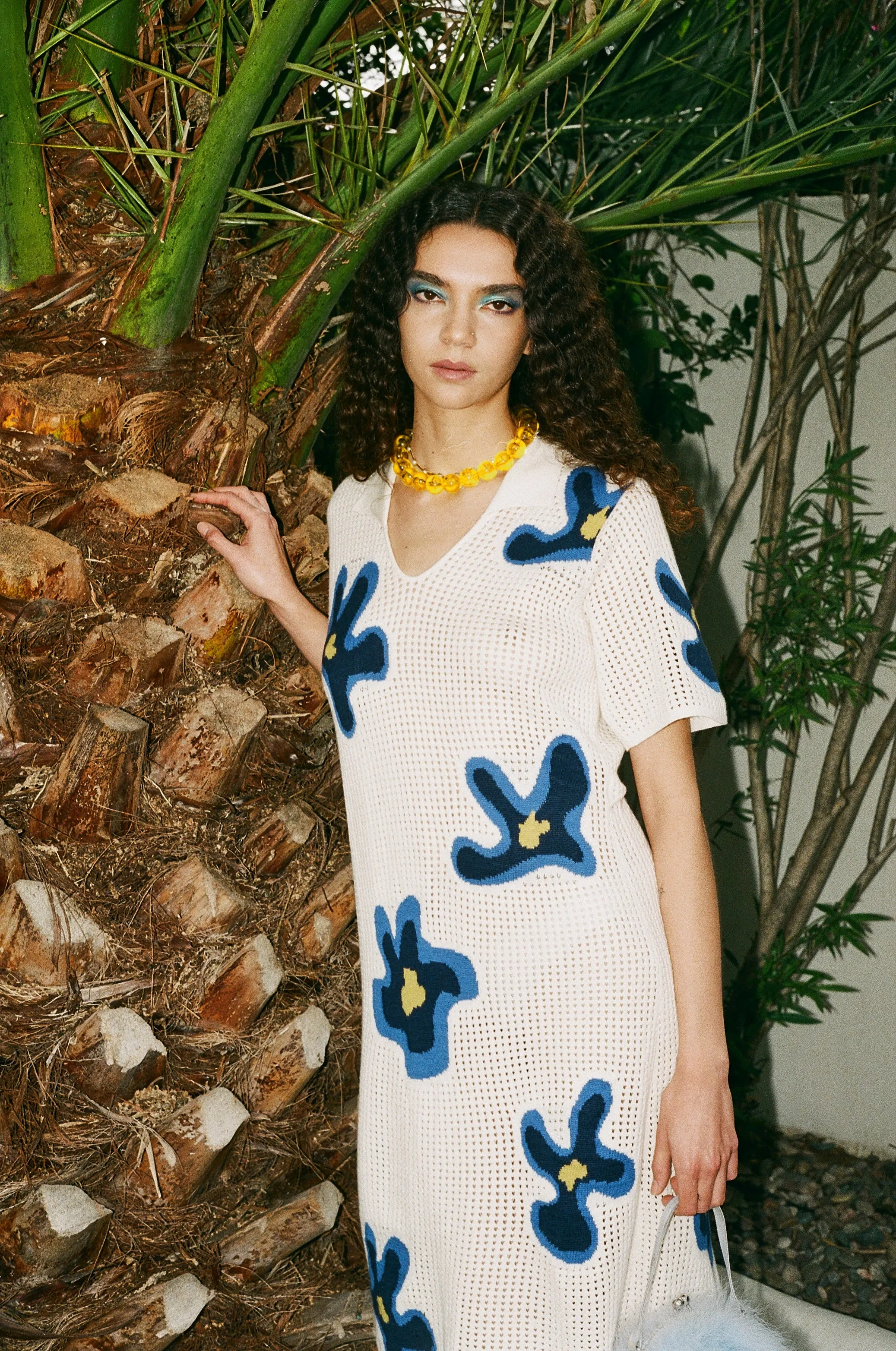 lucia dress in sapphire floral size small sample
