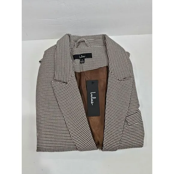 Lulus houndstooth taupe women's Blazer size medium