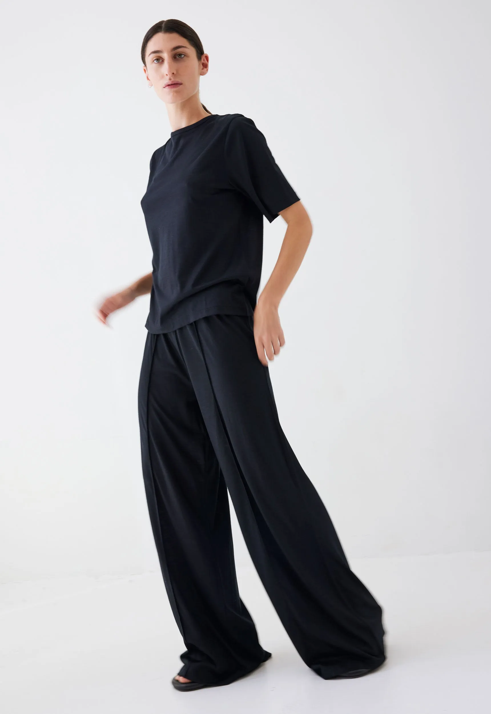 Lyra Wool Jersey Pant - Black