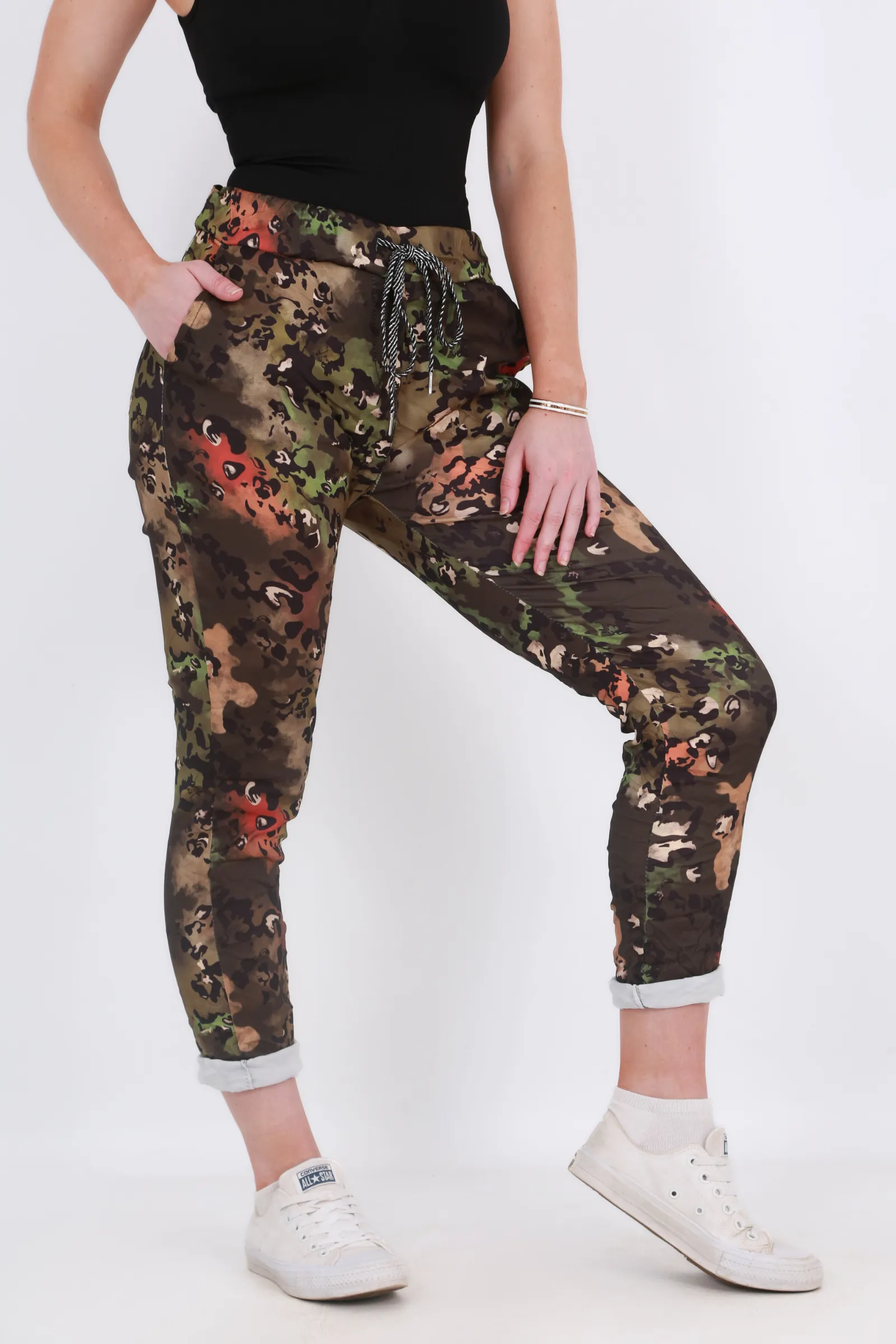 Made in Italy Magic Pants- Green Camo