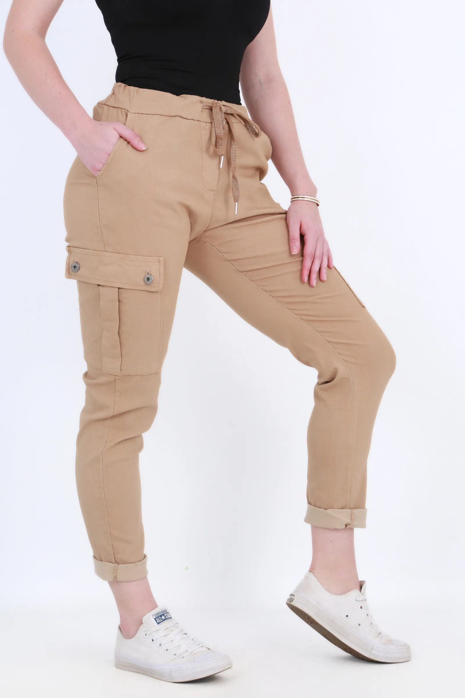 Made in Italy Magic Pants- Sand brown cargo