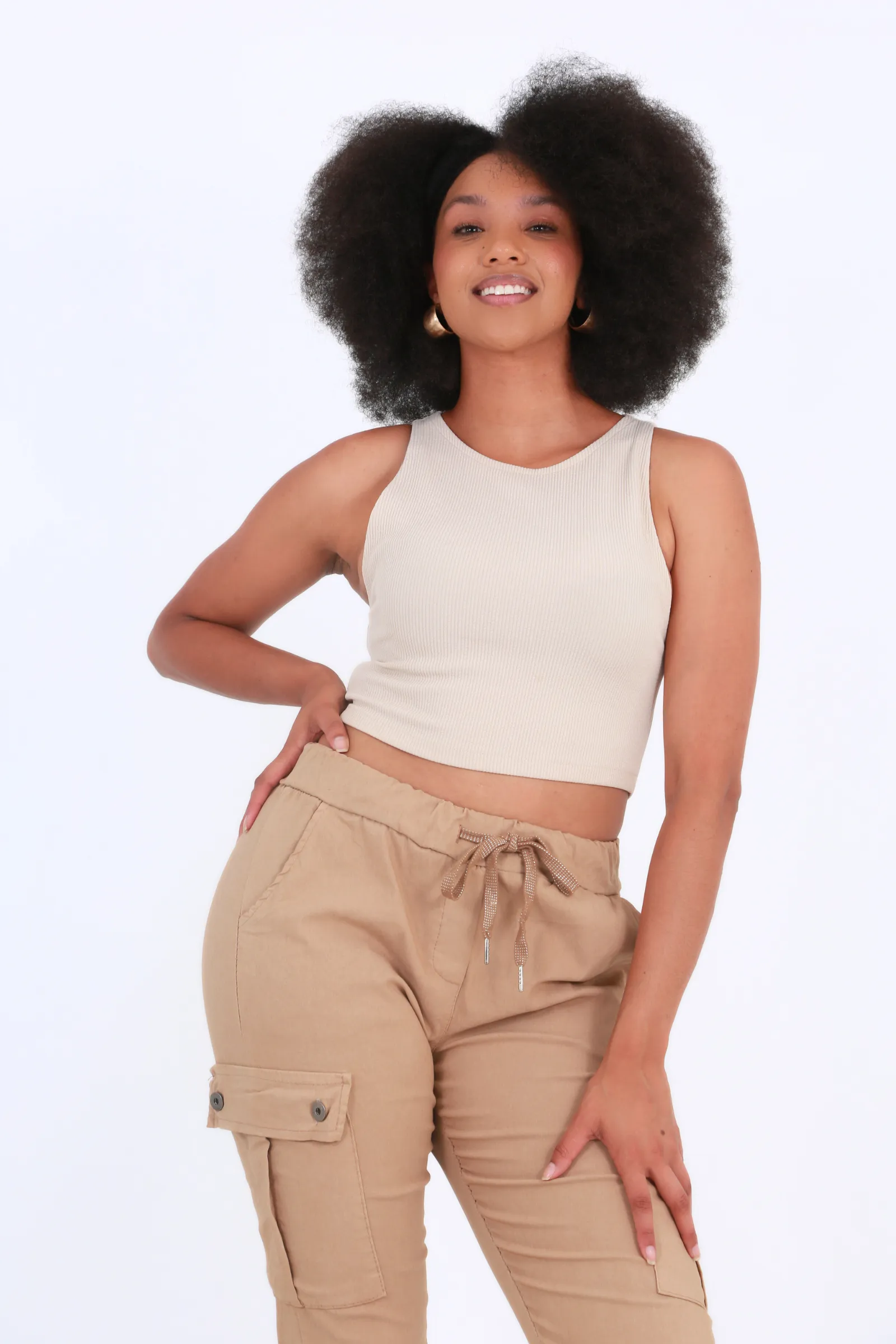 Made in Italy Magic Pants- Sand brown cargo