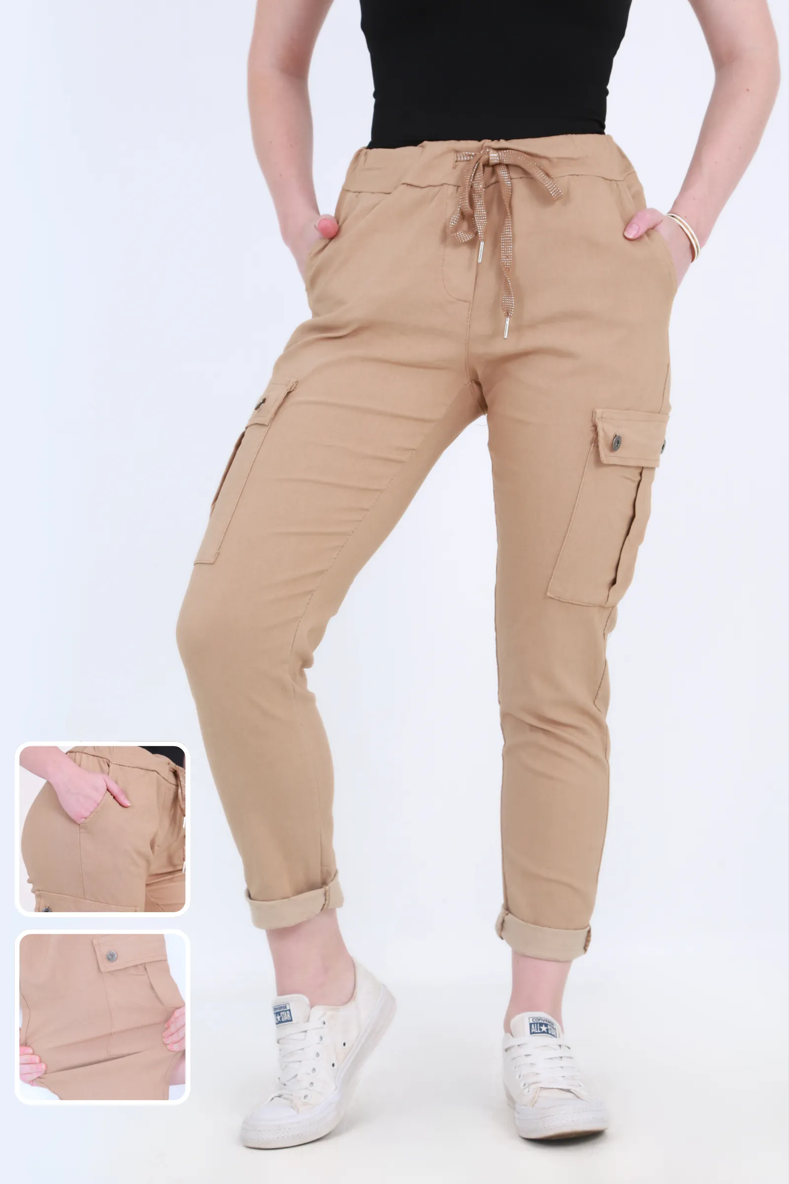Made in Italy Magic Pants- Sand brown cargo