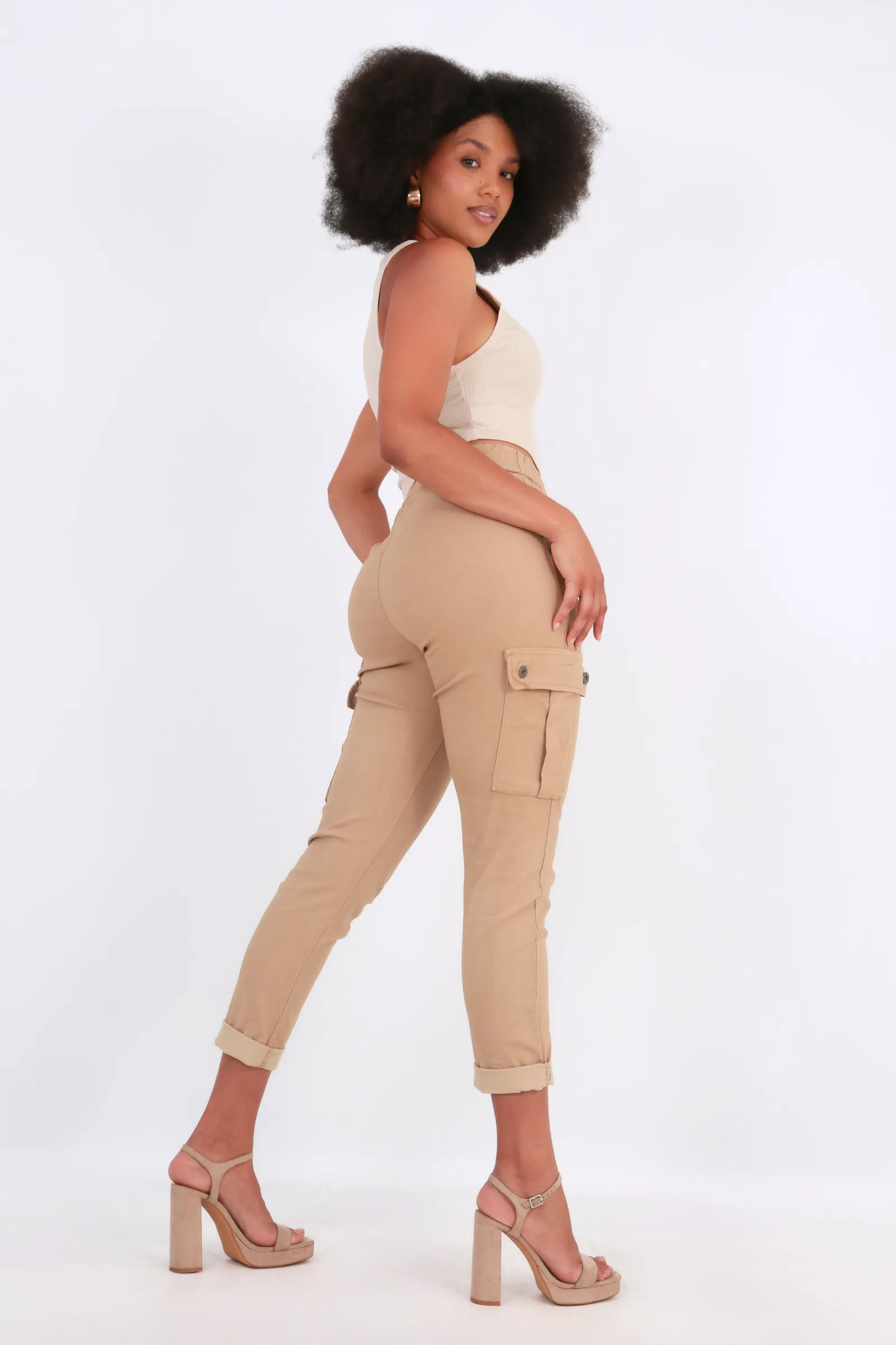 Made in Italy Magic Pants- Sand brown cargo