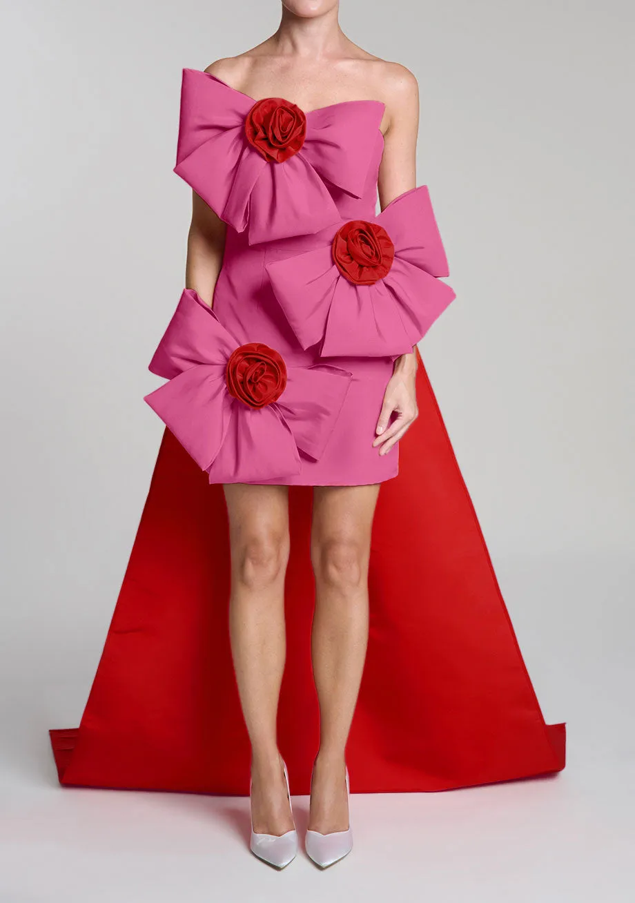 Madison Silk Faille Mini Dress with Detachable Cape