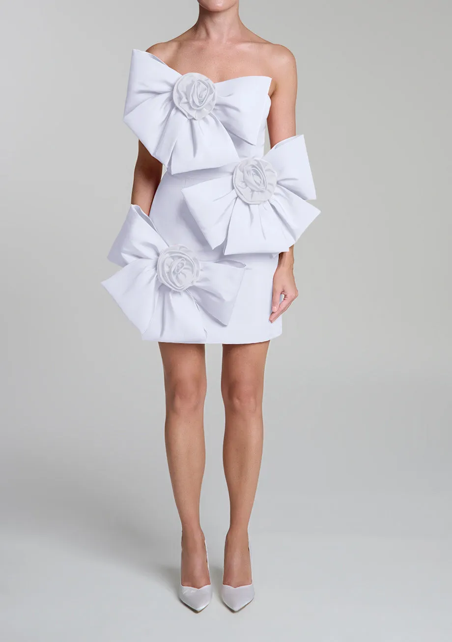 Madison Silk Faille Mini Dress with Detachable Cape