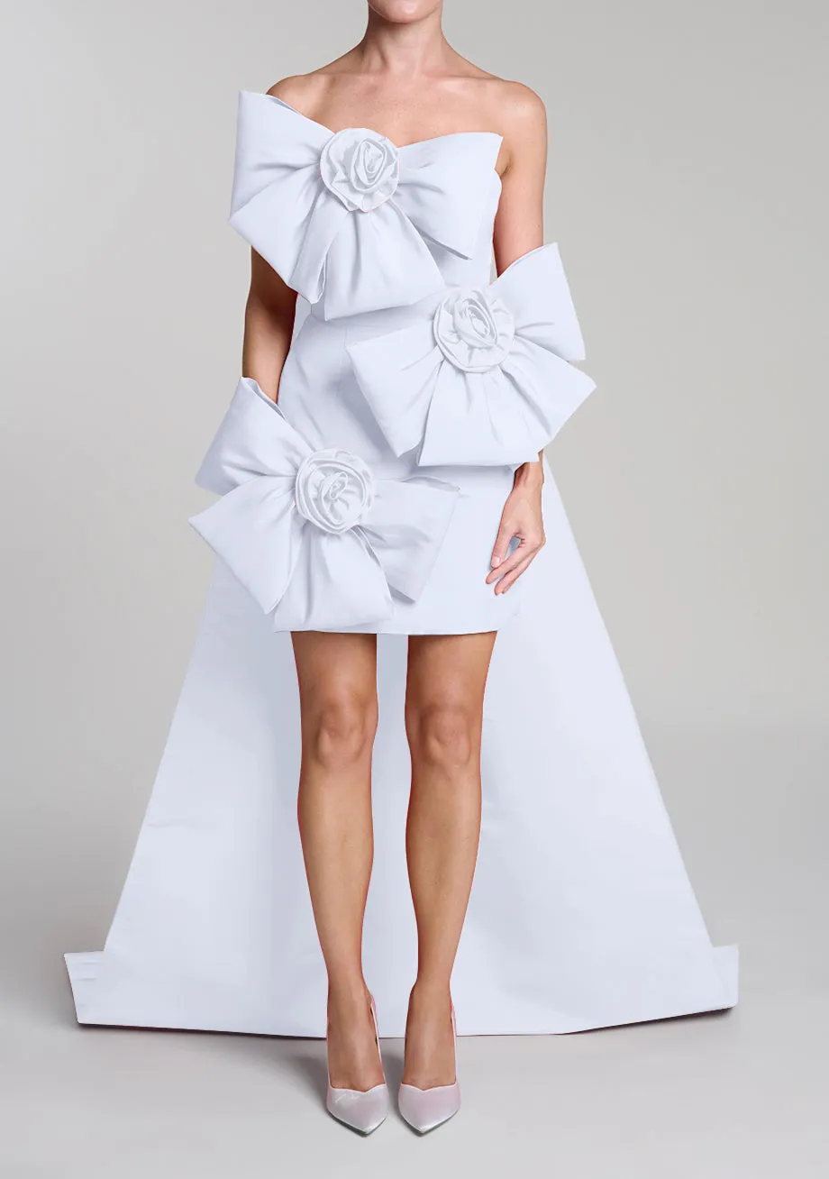 Madison Silk Faille Mini Dress with Detachable Cape