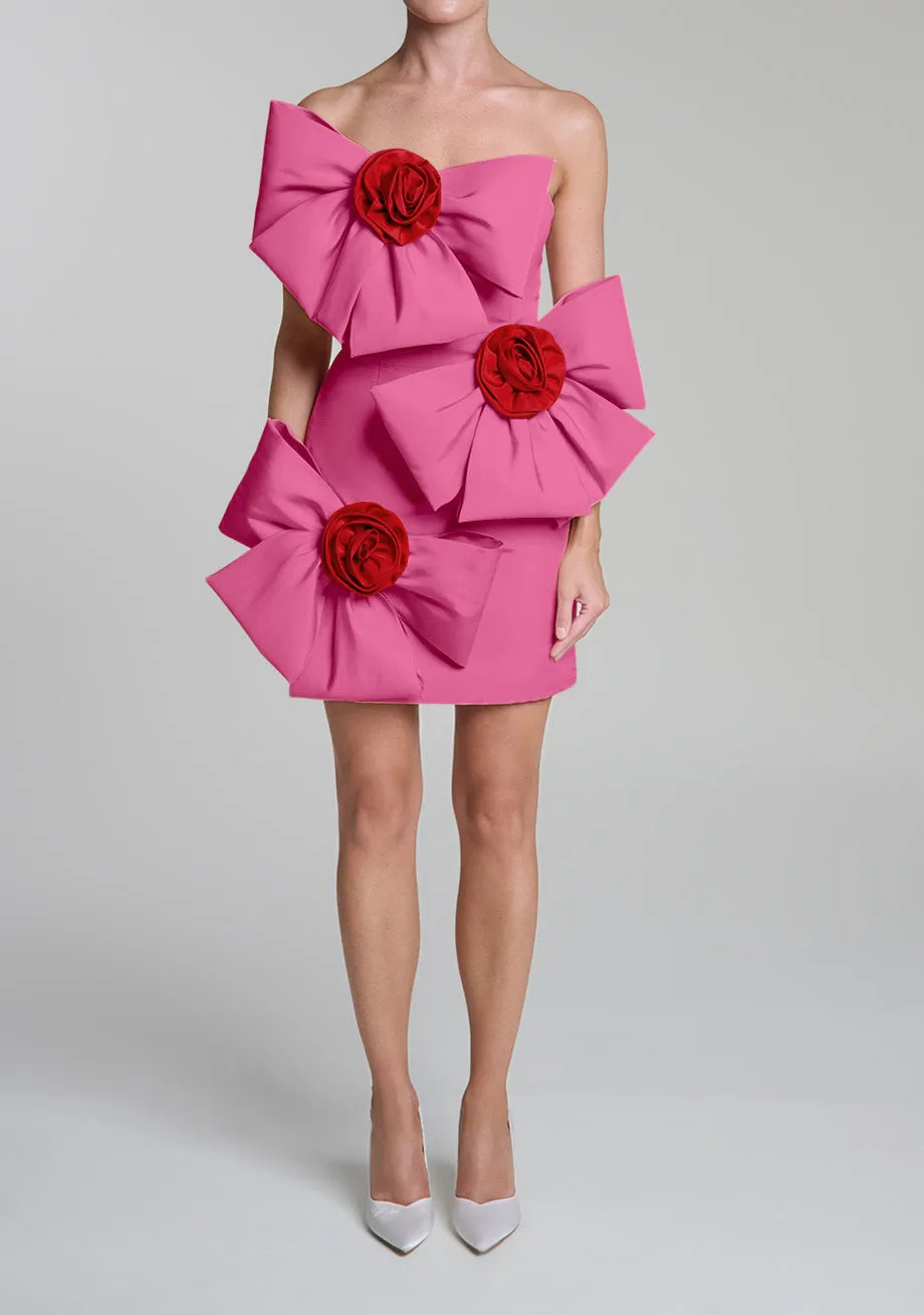 Madison Silk Faille Mini Dress with Detachable Cape