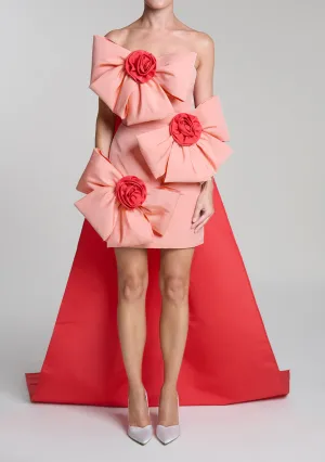 Madison Silk Faille Mini Dress with Detachable Cape