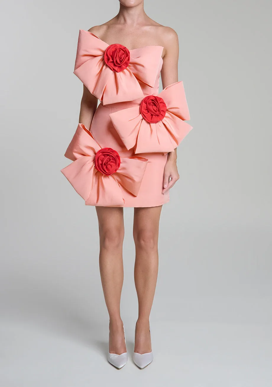 Madison Silk Faille Mini Dress with Detachable Cape
