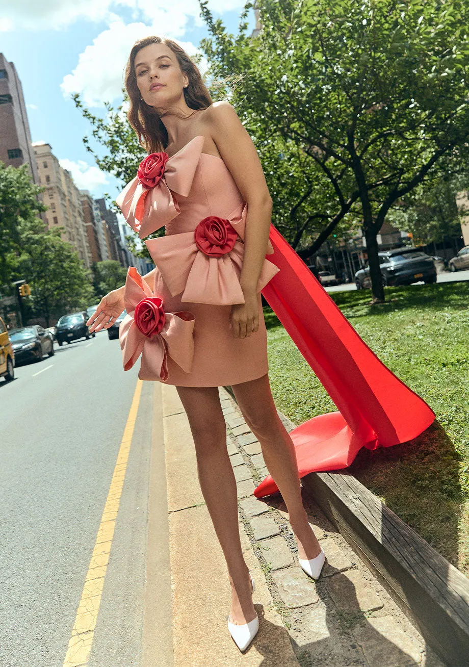 Madison Silk Faille Mini Dress with Detachable Cape