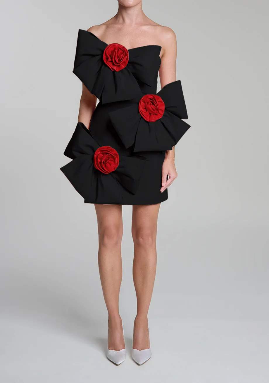 Madison Silk Faille Mini Dress with Detachable Cape