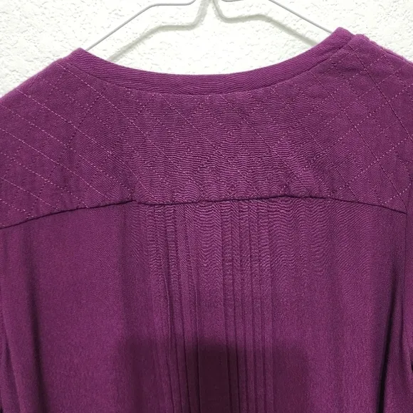 Maeve Anthropologie Galina Boho Plum Pleated Dress Size M