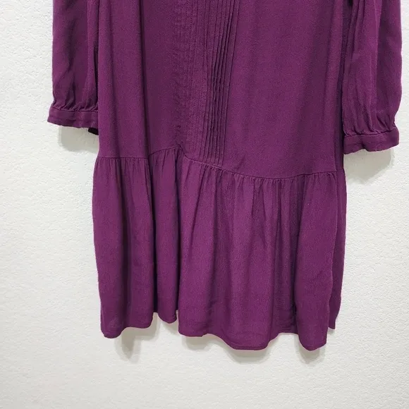 Maeve Anthropologie Galina Boho Plum Pleated Dress Size M
