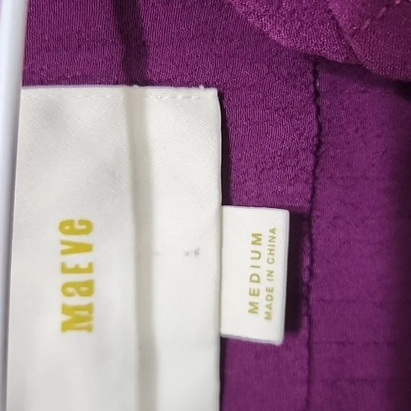 Maeve Anthropologie Galina Boho Plum Pleated Dress Size M