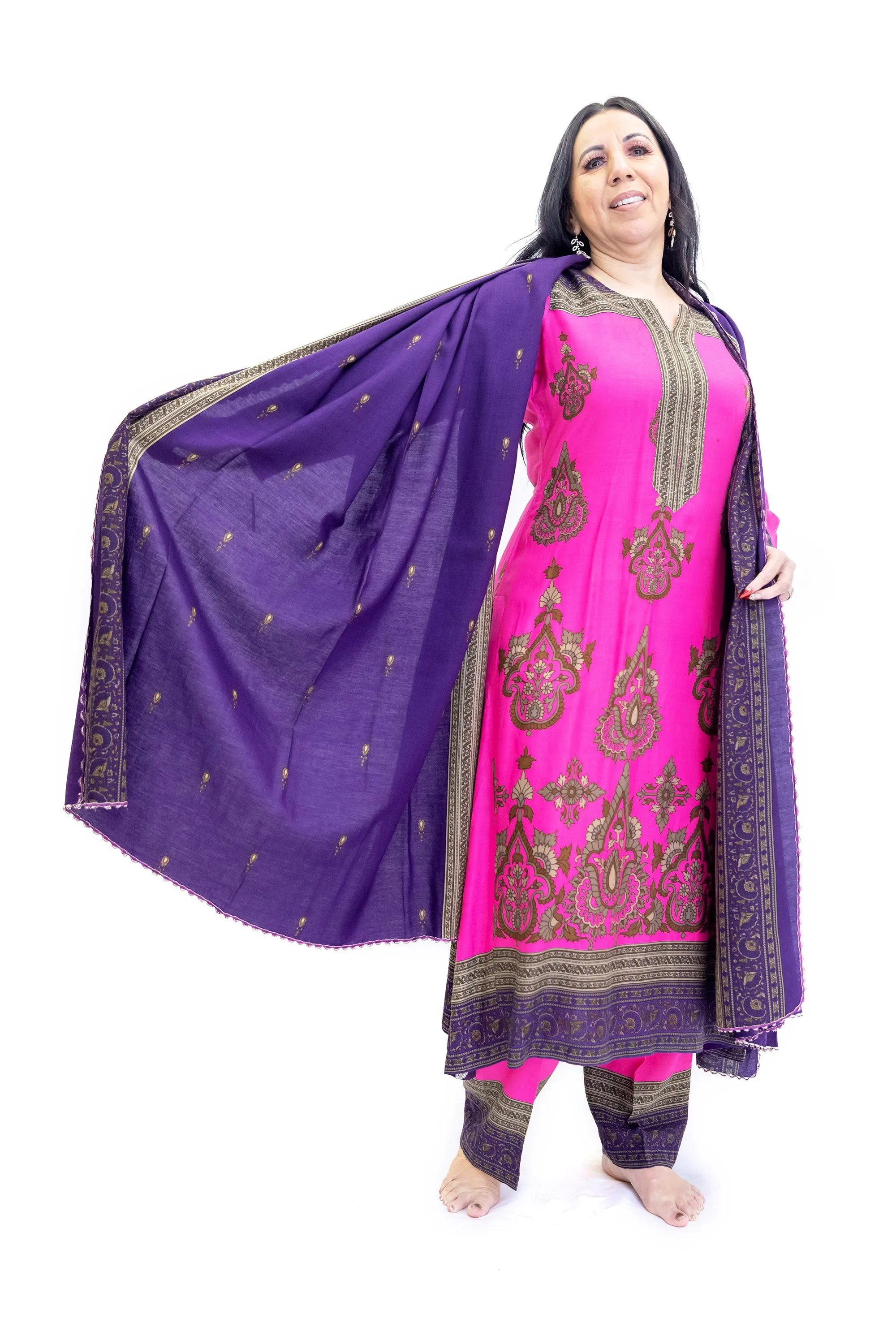 Magenta Cotton Salwar Kameez - Suit - Nishaat Linen