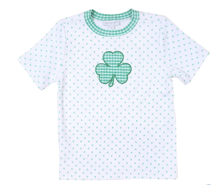 Magnolia Baby- Cutest Little Clover Appliqué Short Sleeve T-Shirt