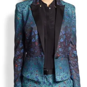 Marchesa Voyage Printed Peaked-Lapel Blazer Womens 8