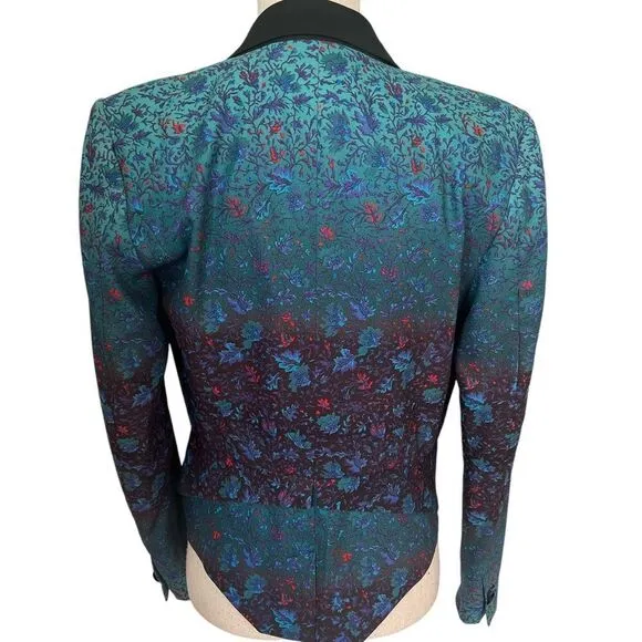 Marchesa Voyage Printed Peaked-Lapel Blazer Womens 8