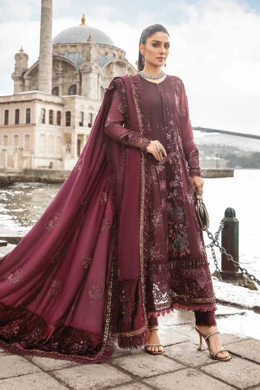 Maria bUnstitched Linen | Aubergine DL-1103