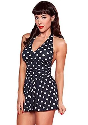 Marilyn Polka Dot One Piece Swimsuit with Skirt