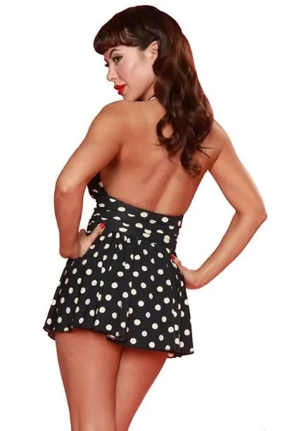 Marilyn Polka Dot One Piece Swimsuit with Skirt
