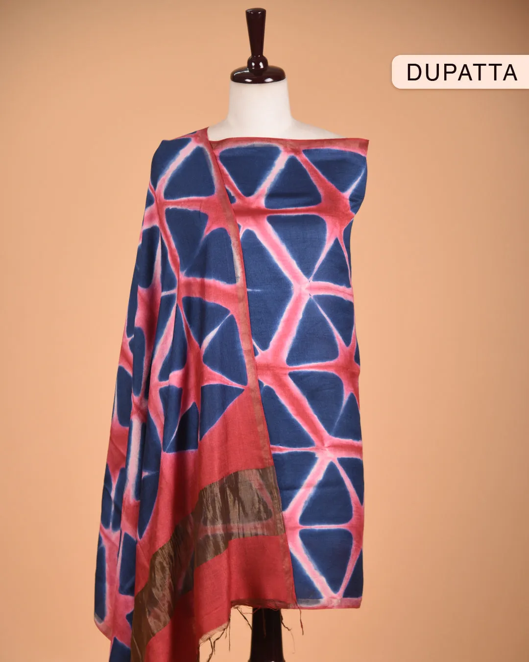 Maroon Cotton Raw Silk Blend Embroidered Unstitched Suit Fabric Set With Muslin Tie and Dyed Dupatta