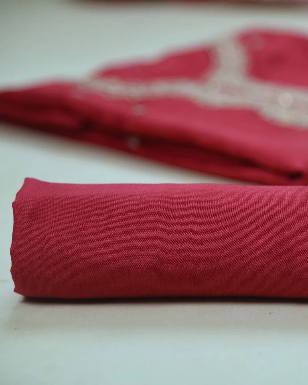 Maroon Silk Viscose Blend Embroidered Unstitched Suit Fabric Set With Organza Woven With Printed Dupatta